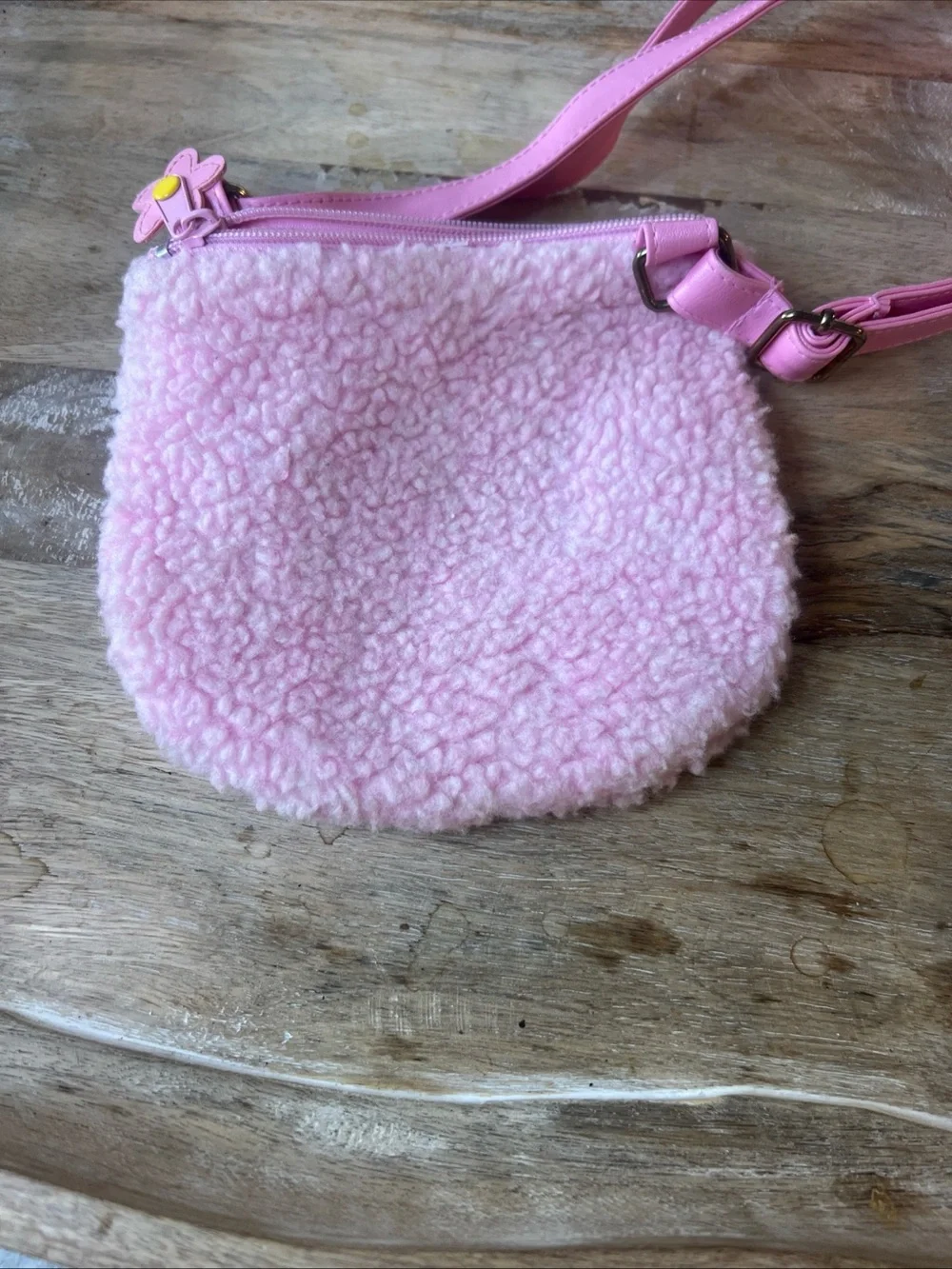 Hello Kitty Pink Sherpa Flower Crossbody Bag